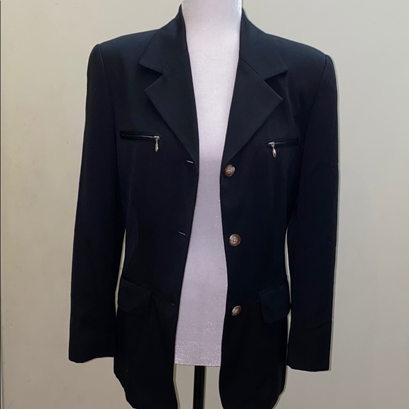 Theme long button zipper black blazer jacket Japan - Picture 6 of 11